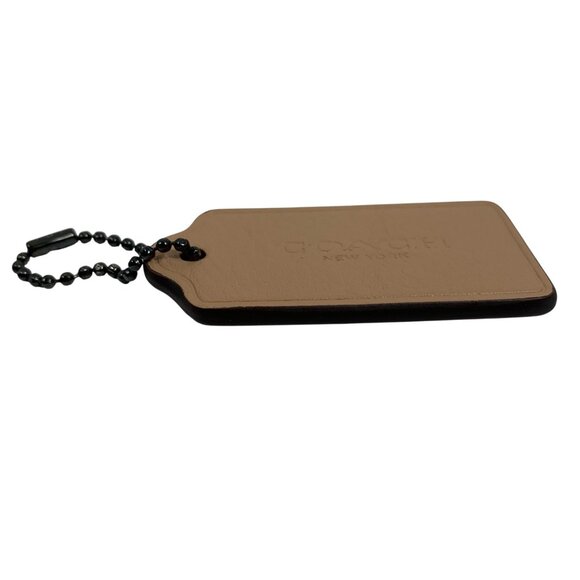 COACH New York Replacement Hang Tag Key Fob Bag Charm Beige Gunmetal Ball Chain - Picture 5 of 6